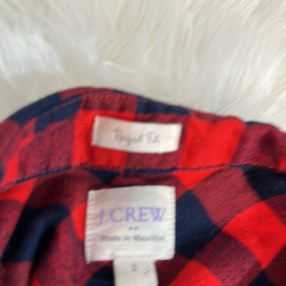 J. Crew Red & Navy Plaid Flannel Popover - Picture 4 of 4